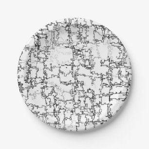 Black and White Abstract Pattern Paper Plate