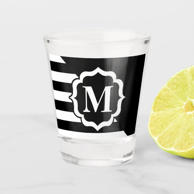 Black and White Abstract Pattern Shot Glass (Front)
