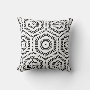 Black and  white  abstract pattern solid back cushion