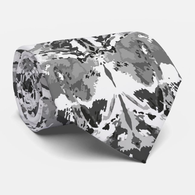 Black and White Abstract Pattern Tie (Rolled)