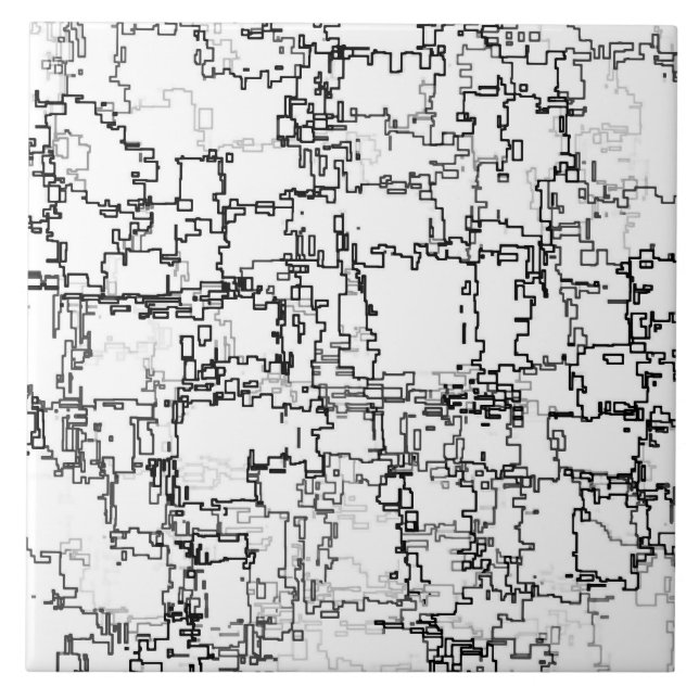 Black and White Abstract Pattern Tile (Front)