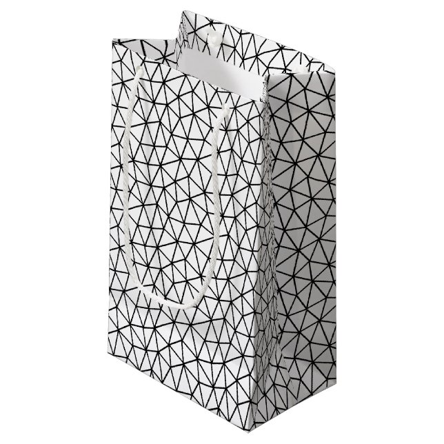 Black and white abstract pattern with lines small gift bag (Front Angled)