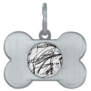 Black and white abstract pet ID tag
