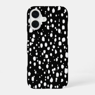 Black and White Abstract Scattered Dots iPhone 16 Case