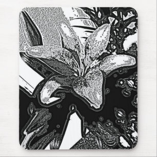black and white abstract shapes contempory mouse mat