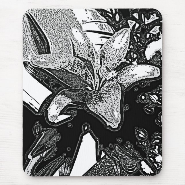 black and white abstract shapes contempory mouse mat (Front)