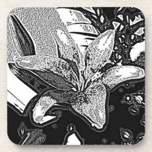 black and white abstract shapes modern coaster