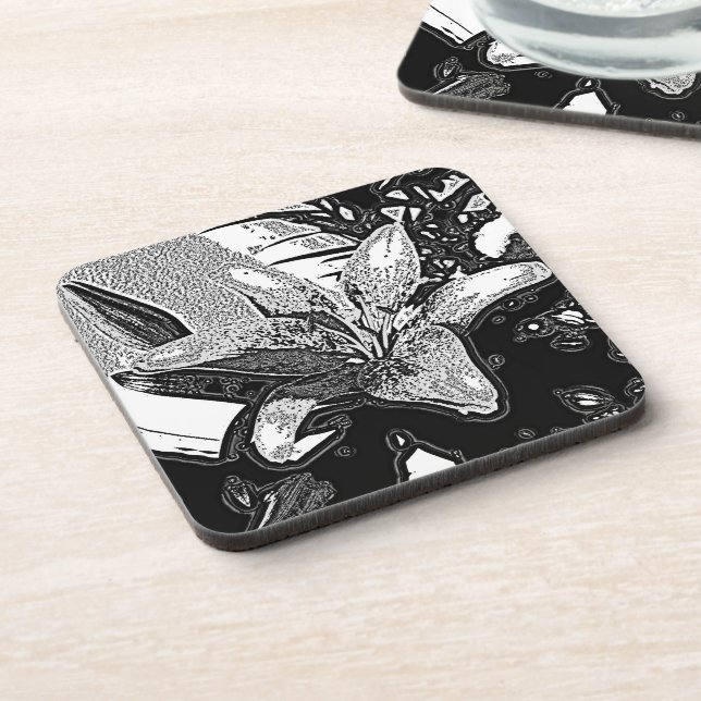 black and white abstract shapes modern coaster (Left Side)