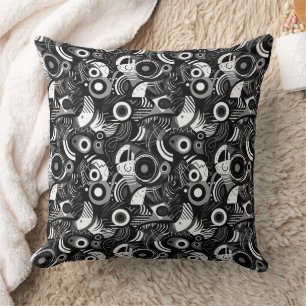 Black and white abstract shapes pattern  cushion