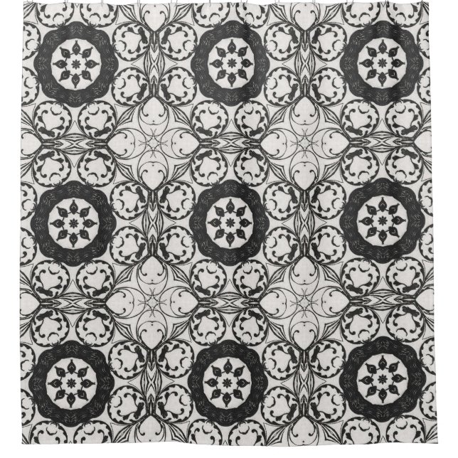Black and White Abstract Shower Curtain (Front)