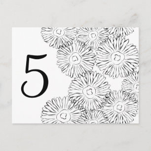 Black and white abstract spring flowers postcard