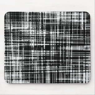 Black and White Abstract Stripe Pattern Mouse Mat