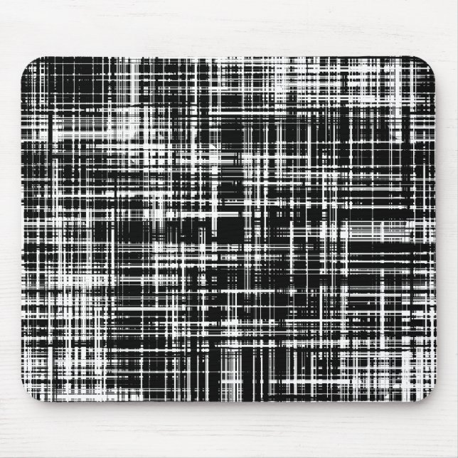 Black and White Abstract Stripe Pattern Mouse Mat (Front)