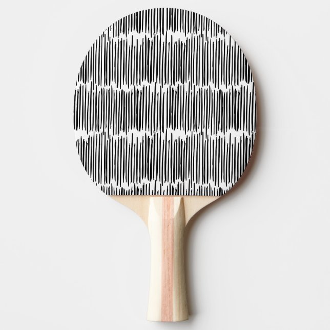 Black and White Abstract Stripe Pattern Ping Pong Paddle (Front)