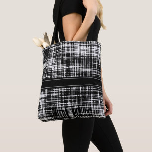 Black and White Abstract Stripe Pattern Tote Bag