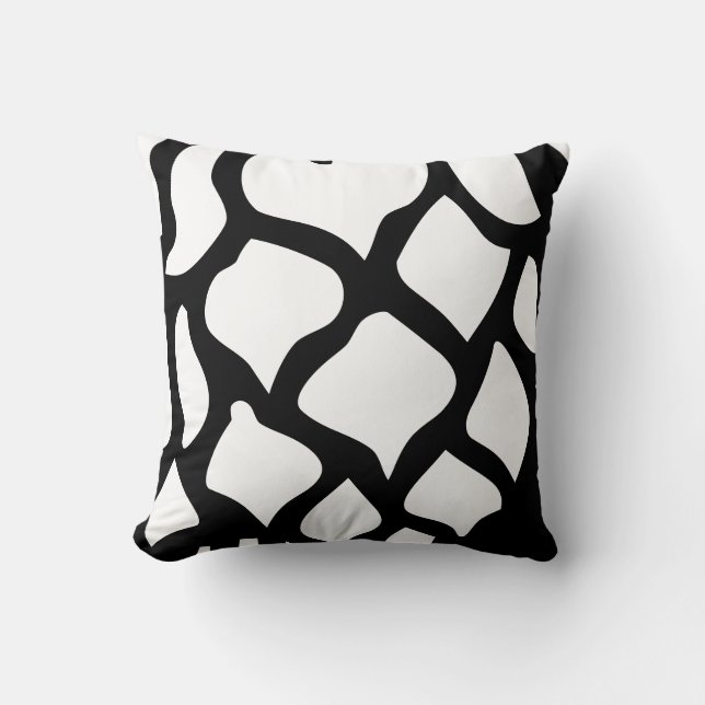 black and white abstract stripes cushion (Front)