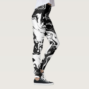 Black and white abstract swirls - leggings