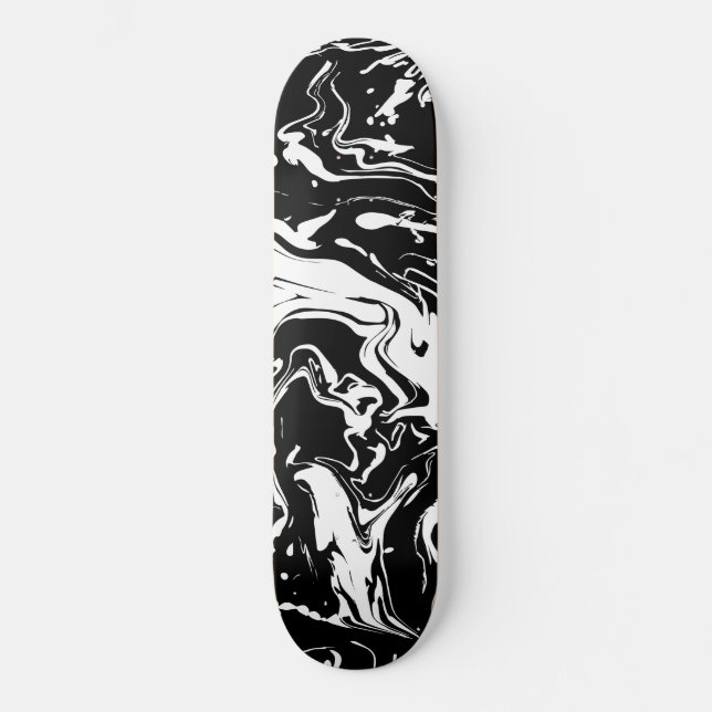 Black and white abstract swirls skateboard (Front)