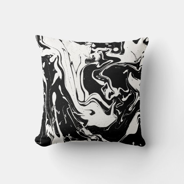 Black and white abstract swirls - throw pillow (Front)