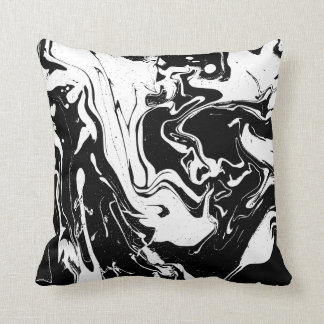 Black and white abstract swirls - throw pillow