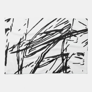 Black and white abstract tea towel