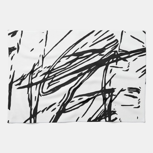 Black and white abstract tea towel (Horizontal)