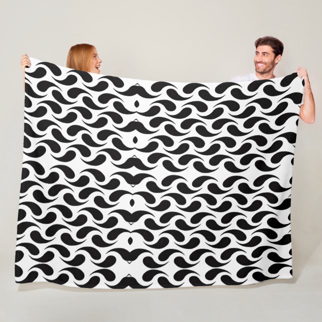 Black and White Abstract Tear Drop Pattern Blanket (In Situ)