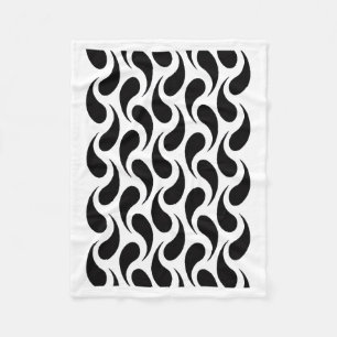 Black and White Abstract Tear Drop Pattern Blanket
