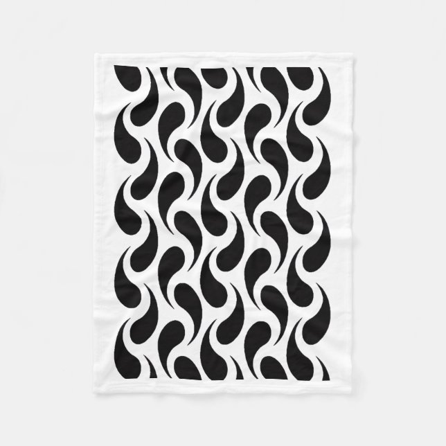 Black and White Abstract Tear Drop Pattern Blanket (Front)