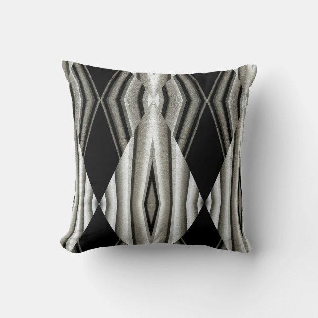 Black and White Abstract Throw Pillow (Front)