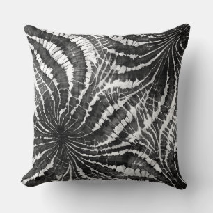 black and white abstract tie dye pattern cushion