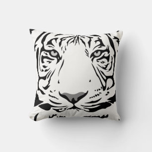 Black and White Abstract Tiger's Head Cushion