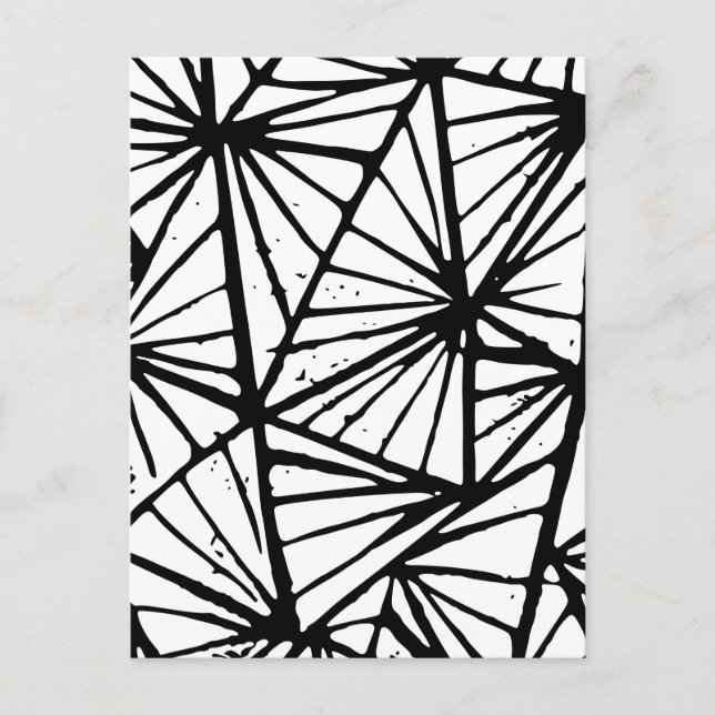 Black and White Abstract Triangles Lino Cut Postcard (Front)