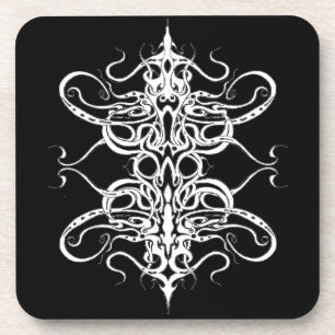 Black and White Abstract Tribal Tattoo Design Coaster