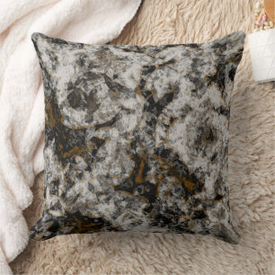 Black and White Abstract with Gold and grey Cushion