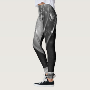 Black and White Abstract with Personalised Name Leggings