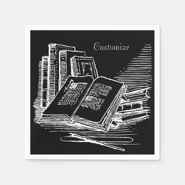Black And White Academia Napkin (Front)