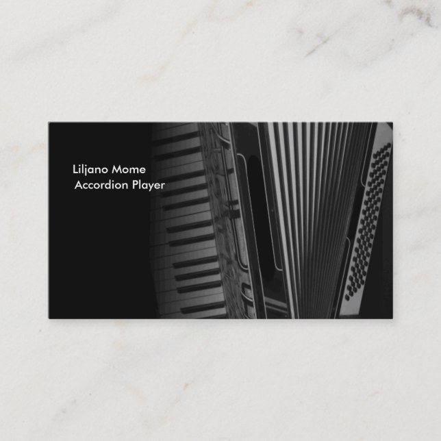 Black and White Accordion Music Business Cards (Front)