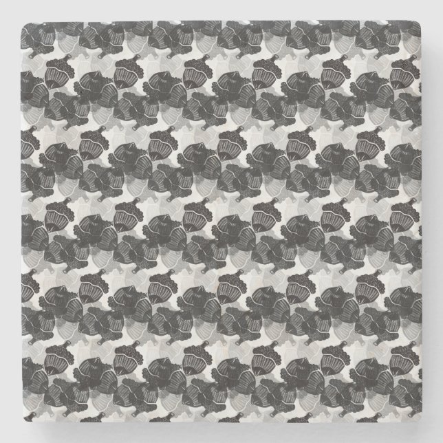 Black and White Acorns Stone Coaster (Front)