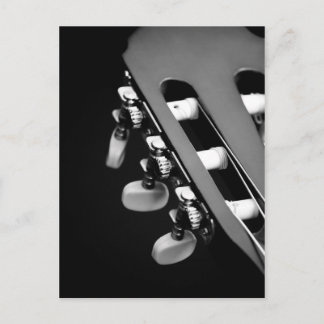 Black and White Acoustic Guitar Head Postcard
