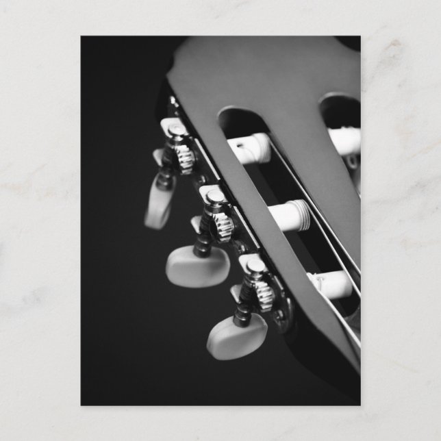 Black and White Acoustic Guitar Head Postcard (Front)