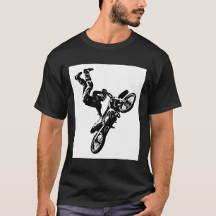 Black And White Acrobatics Biker Pop Art T-Shirt