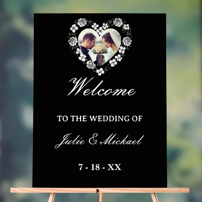 Black and White Acrylic Wedding Welcome Sign (Neutral)