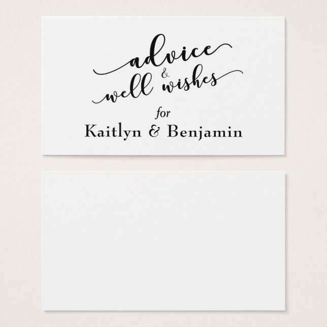 Black and White Advice & Well Wishes Wedding (Front & Back)