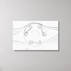 Black and White Aeroplane Propeller Sketch Canvas Print