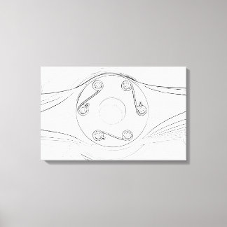 Black and White Aeroplane Propeller Sketch Canvas Print