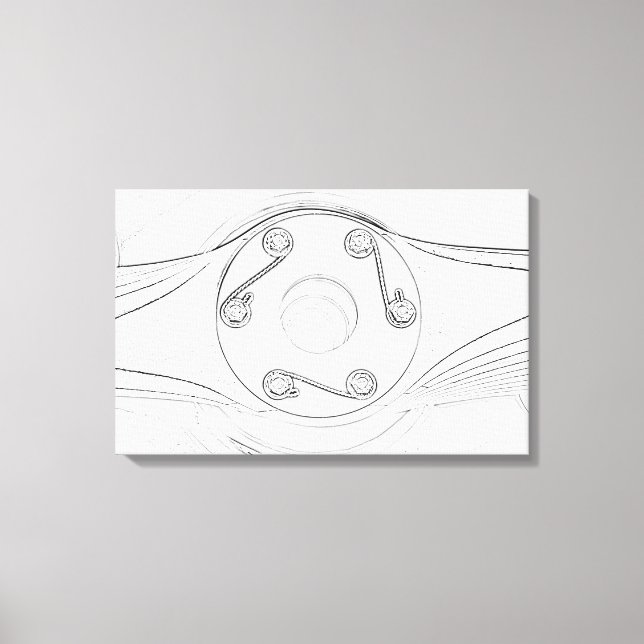 Black and White Aeroplane Propeller Sketch Canvas Print (Front)