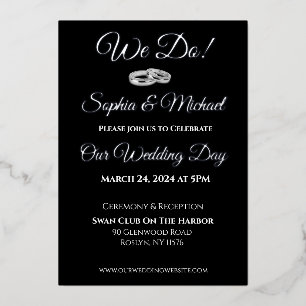 Black and White Affair-We Do! Wedding Foil Holiday Card