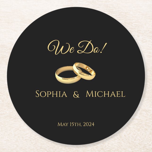 Black and White Affair-Wedding Paper Coaster (Front)