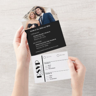 Black and White Affair-Wedding Rings- All In One I All In One Invitation